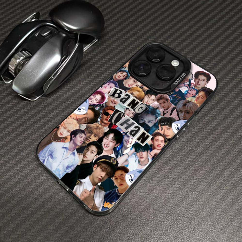 Korean singer  B-bang-chanS Phone Case black IMD Colorful Silver Suitable soft case for iPhone 16 15 14 13 12 11 XS Pro Max