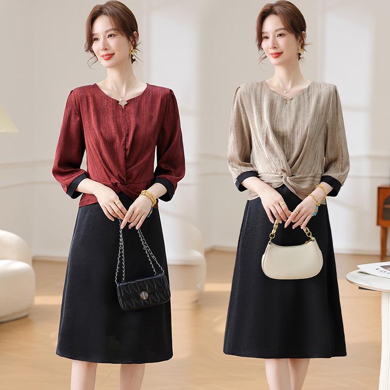 Mom's Elegant Summer Dress - 2026 New Style for Middle-aged & Elderly Women, Short-sleeved & Lightweight Skirt