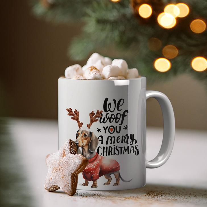 Kubek Świąteczny Jamnik Jamnikiem Pieskiem Dla Fana Psów Miniaturka Dog