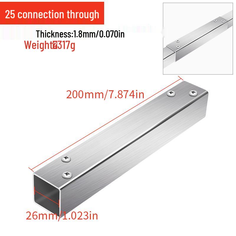Stainless Steel Four-Way Square Tube Connector (20/25/30mm)
