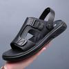 Men's Summer New Sandals and Slippers Men's Leather Sandals Adult Thick-soled Beach Shoes Non-slip Open-toe Leather Sandals 2024