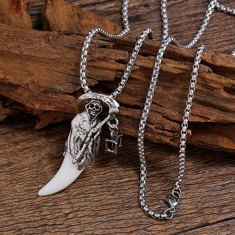 

Ретро имитация волчьего зуба собачьего зуба кулон титановая сталь ожерелье мужчины и женщины универсальный персонализированный кулон пара модный крутой свитер с