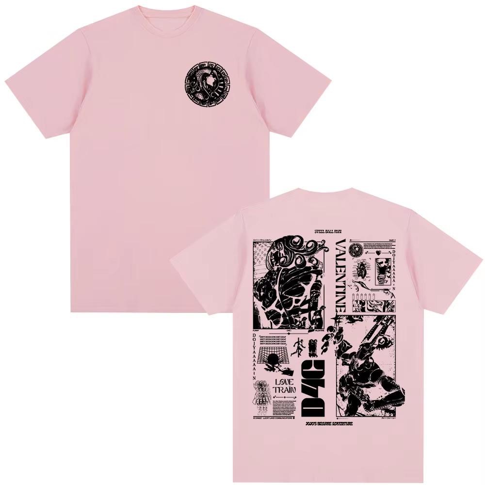 This Striking Black JoJo’s Bizarre Adventure Steel Ball Run Funny Valentine & D4C T-Shirt Is a Must-Have for Devoted Fans of the Epic Series