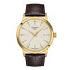 Tissot Men's Classic Dream 316L Stainless Steel Case Yellow Gold PVD Coated Quartz Watch with Brown Leather Strap, Size 22 (T1294103626100), Brown, Cl