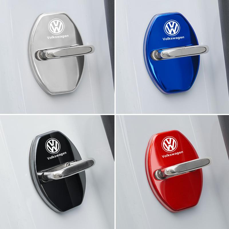 4Pcs Stainless Steel Car Door Lock Protective Cover For VW Volkswagen Golf 5 6 7 Tiguan Polo MK7 ID.3/4/6 xn4