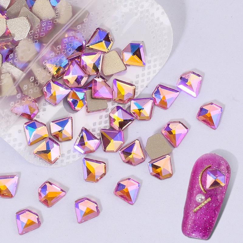 Aurora Pink Symphony Ab Nail Drill Flat Bottom Special-Shaped Nail Drill Nail Drill Diy Jewelry Accessories