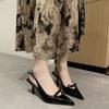 2025 Spring and Autumn New Pointed High Heels Niche Temperament Single Shoes Women's Patent Leather Bow Thin Middle Heel Bag Head