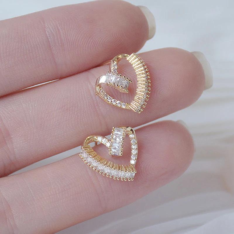 Korea Hot Fashion Zircon Copper Inlaid AAA Zircon Earrings Elegant Love Women's Wedding Party Earrings