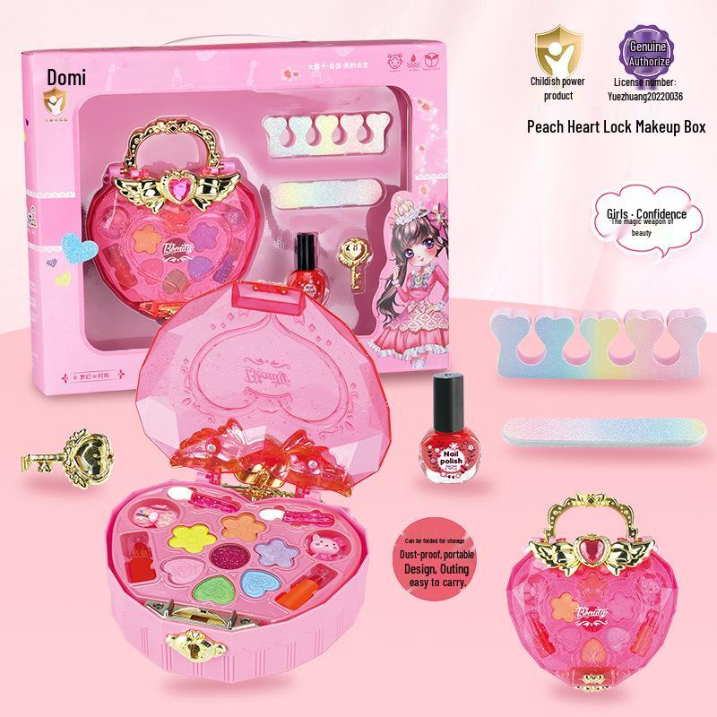 Princess Makeup Box: Washable Children's Cosmetic Set with Lipstick & Nail Polish - Perfect Birthday Gift for Girls
