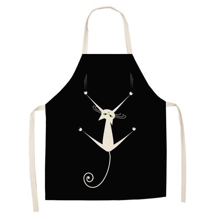 Cute Cartoon Animal Print Apron, Kawaii Cat & Owl Design, Kitchen Cooking Bib Multiple Sizes Available, Perfect for Baking Home
