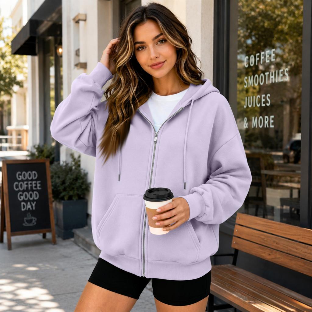 Felpa da donna casual con zip e abbinamento per coppia