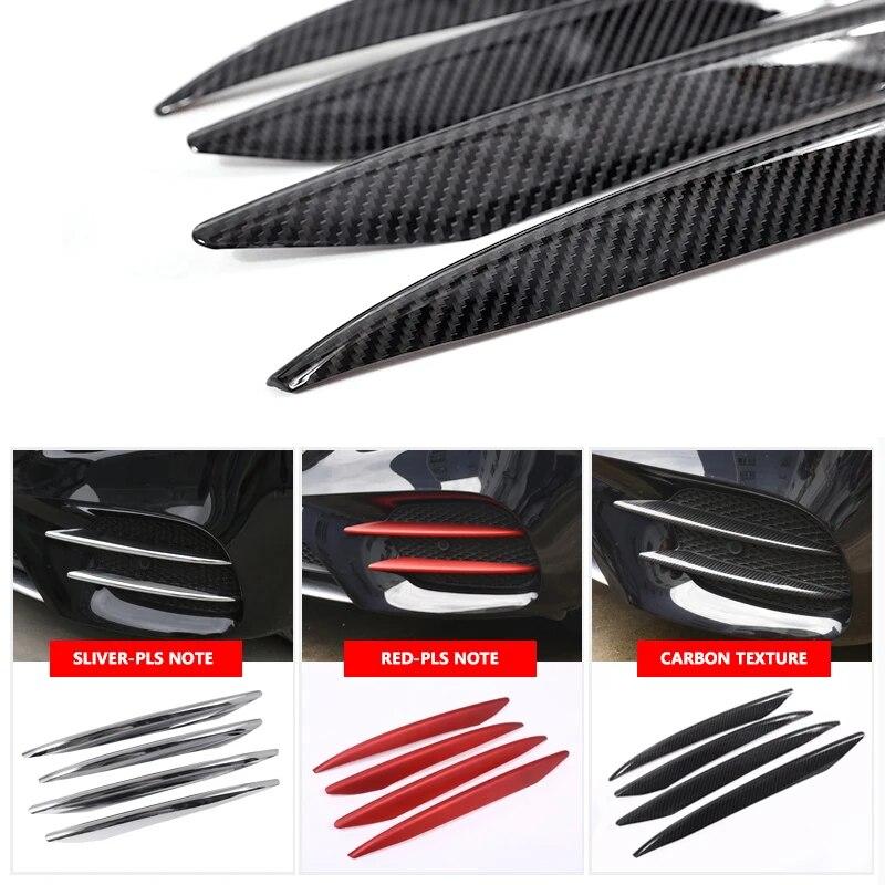 4Pcs Car-styling Carbon Texture Front Fog Light Grille Cover Trims For Mercedes Benz E-Class W213 S213 C238 A238 2018