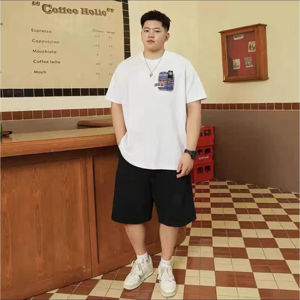 Fake two hundred matching stretch solid color fit wrinkle loose men's short-sleeved fashion short-sleeved top comfortable lightweight T-shirt