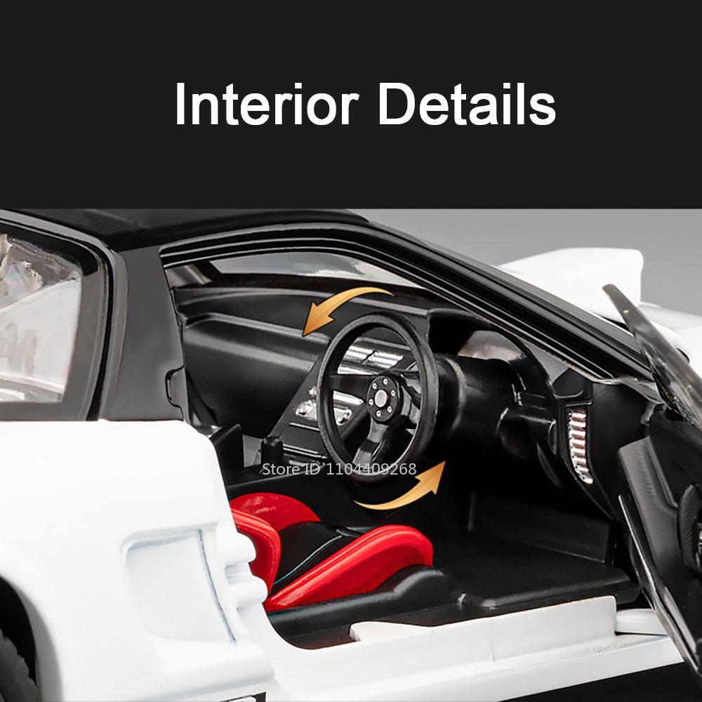 1:22 Scale Honda NA1 Alloy Car Toy Model Doors Opened Pull Back Miniature Vehicles Light Sound Models Holiday Gifts for Boys