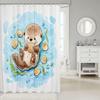 Süßer Otter Ozean Duschvorhang Meeresleben Thema Wasserdicht Polyester Badezimmer Dekoration für Kinder Duschvorhang