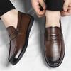 Fashion Mens Lazy Shoes Moccasins Fashion Man Casual Leather Shoes  Handmade Mens Driving Shoes Loafers Breathable Comfort Slip-on Flats
