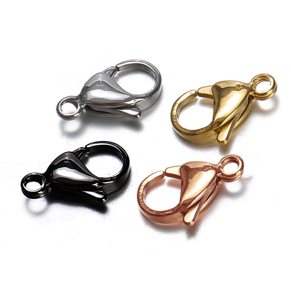 20pcs 9/10/12/15mm Stainless Steel Lobster Clasps Jewelry Finding DIY Clasp Hooks Necklace & Bracelet Chain Jewelry Components
