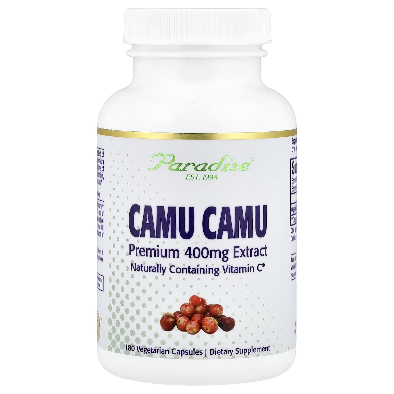 

Camu Camu Premium Extract, 400Mg, 180 Veggie Capsules