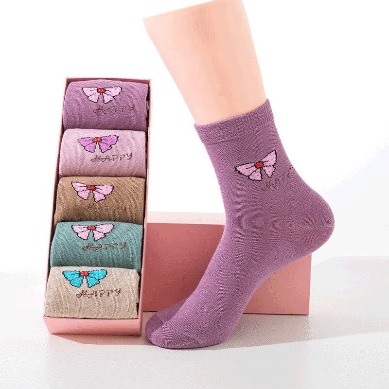 

Повседневные женские носки, носки с изображением животных из мультфильмов, носки с милым принтом, носки до щиколотки, забавные носки для девочек, дышащие носки средней длины 5 pairs розовый/фиолетовый