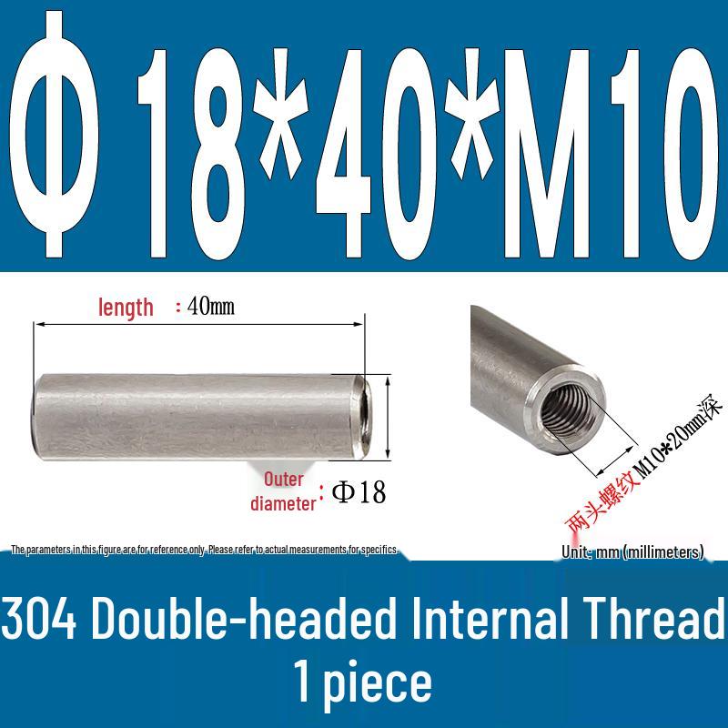 Stainless Steel 304 Double-Ended Threaded Cylindrical Guide Pin with Dual-End Holes