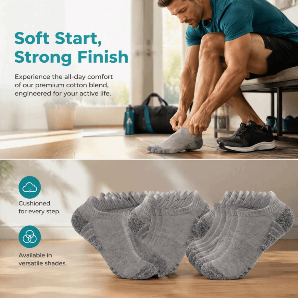 12pcs Cushioned Towel Sole Low Cut Sport Sock Cotton Blend Athletic Sock  Daily Athletic Wear