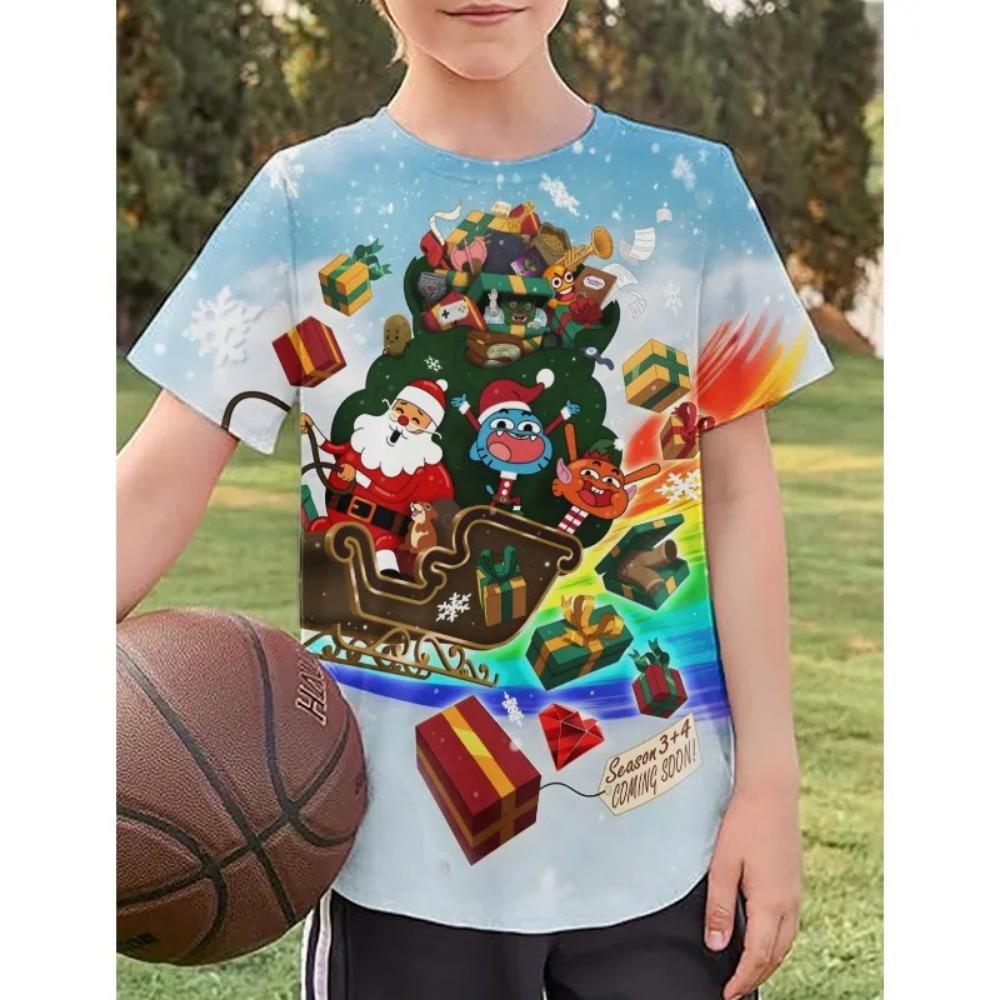 The Wonderfully Weird World of Gumball Kids High Quality T Shirts Christmas 3DCartoon Print Childrens Clothing Crewneck Tees 3D printed anime Tops