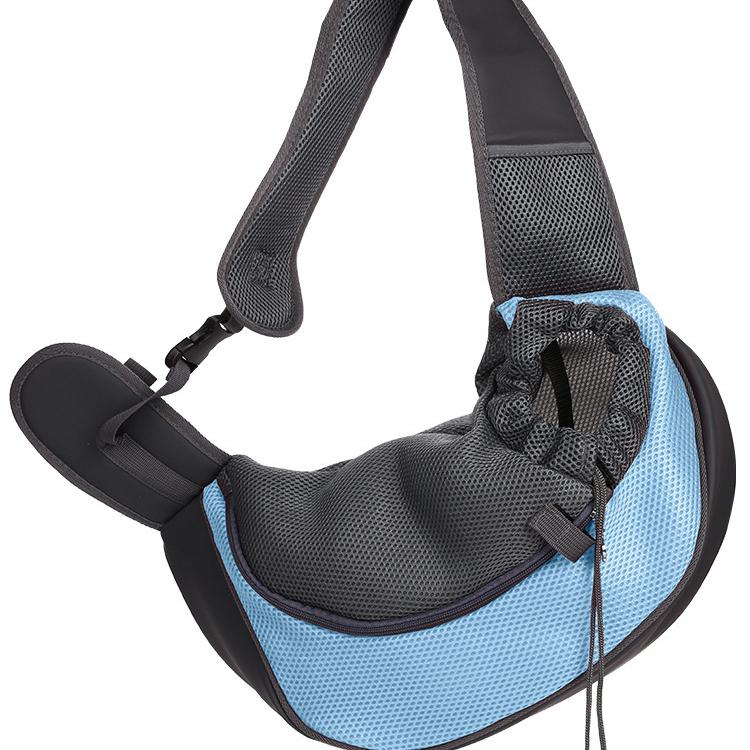 

Портативная диагональная сумка через плечо для кошек и собак с дышащим сетчатым рюкзаком для домашних животных M небесно-голубой