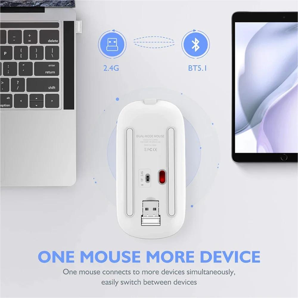 Rechargeable Bluetooth Wireless Mouse with 2.4GHz USB LED Backlit RGB Mouse for Computer Laptop Tablet PC Macbook Gaming Mouse