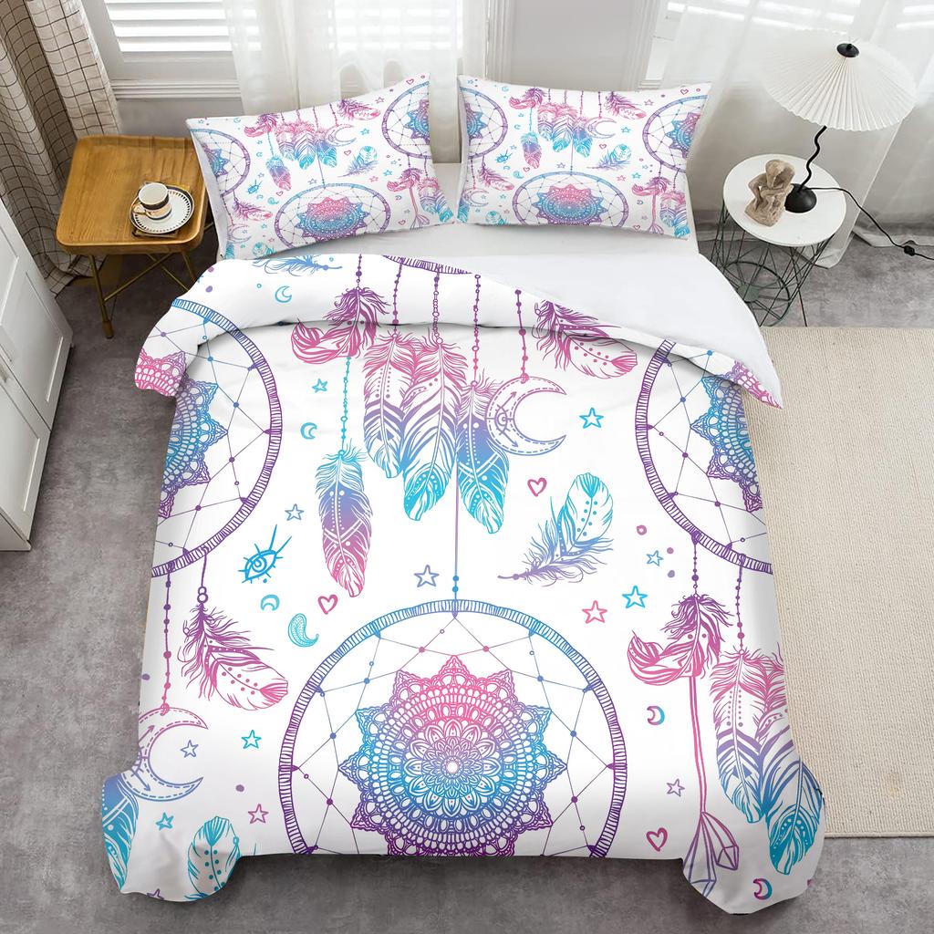 Colorful Dream Catcher 3D Printed Bedding Cover Elegant Bohemian Style Duvet Cover Set For Teens Adults Quilt Cover Pillowcases