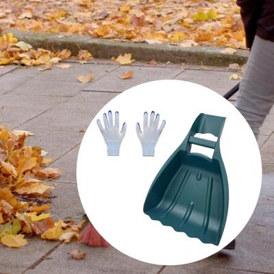 Leaf Scoop with Gloves, Clippings Grass Removal Tool, Grabber Handheld Rake for Picking Up
