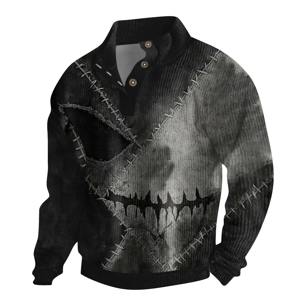 Men's Halloween Printed Corduroy Button Shirt