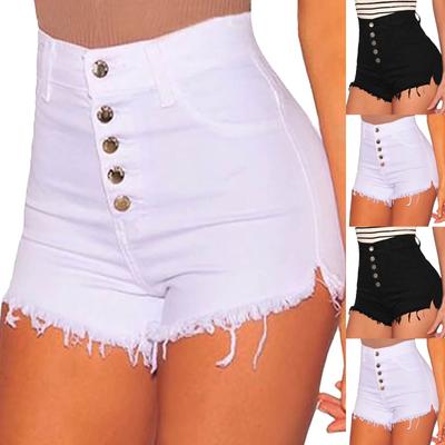 Women Hight Elastic Button Skinny Denim  Curvy Stretch Shorts Jeans Pants