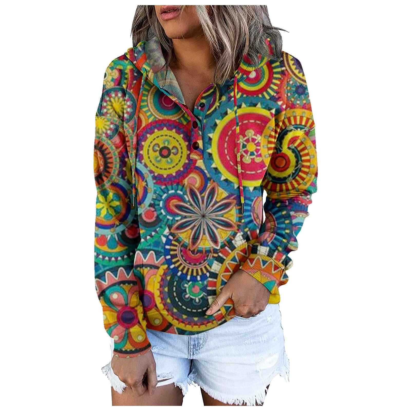 

Рубашки с длинным рукавом для женщин, легкие свободные повседневные пуловеры с капюшоном и принтом, веревочные топы с круглым вырезом S жёлтый