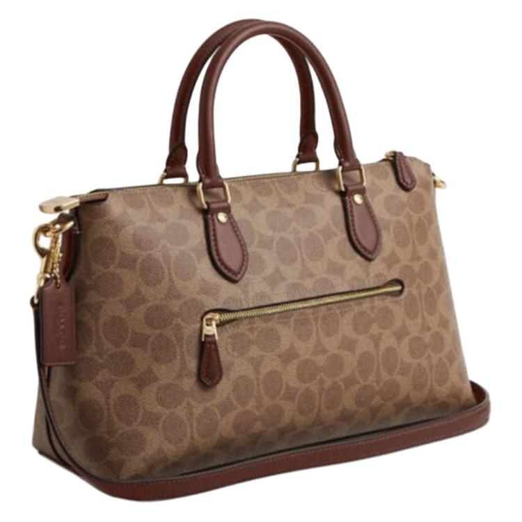 Coach Rowan 32 Gold Micro Logo Zipper Closure Pvc Leather Shoulder Crossbody Tote Bag Large Women handbags Brown CW422-IMXHE