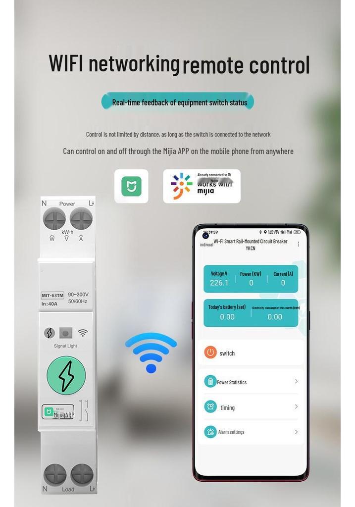 Mijia WiFi Smart Circuit Breaker: Remote Control & Wireless On/Off Switch with Metering.