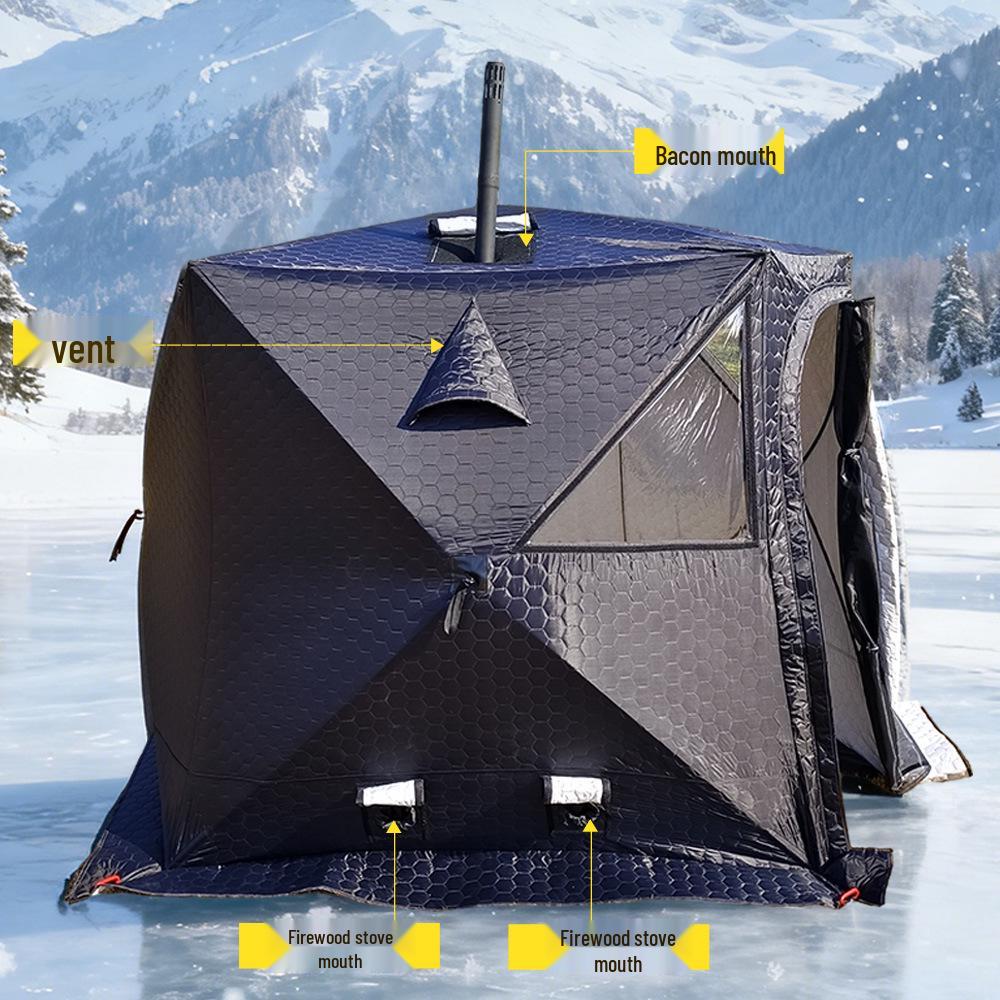Large Pentagonal Ice Fishing Tent with TPU Window for Winter Camping - Thickened for Warmth and Cold Protection