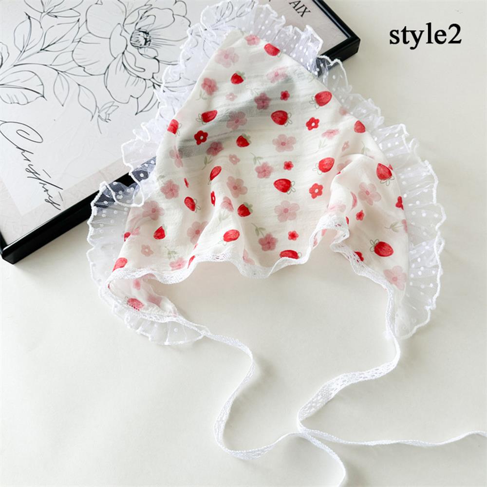 Sweet Floral Lace Hair Scarf Wraps Women Triangle Headscarf Thin Breathable Ribbon Retro Hair Accessories Headwear Turban Scarf