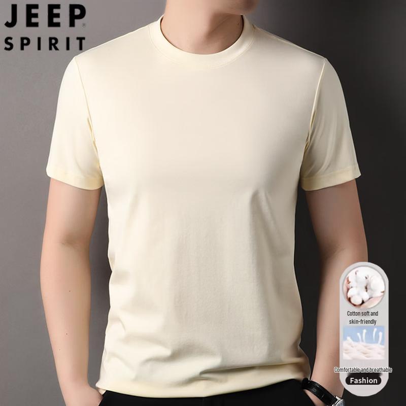 

JEEP SPIRIT Men s Solid Round Neck Short Sleeve T-Shirt XL