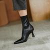 Keep It Heavy! Huge Good-looking~ Classic Black Pointed Toe Thin Heel Thin Socks Boots High Heel Elastic Short Boots Single Boots