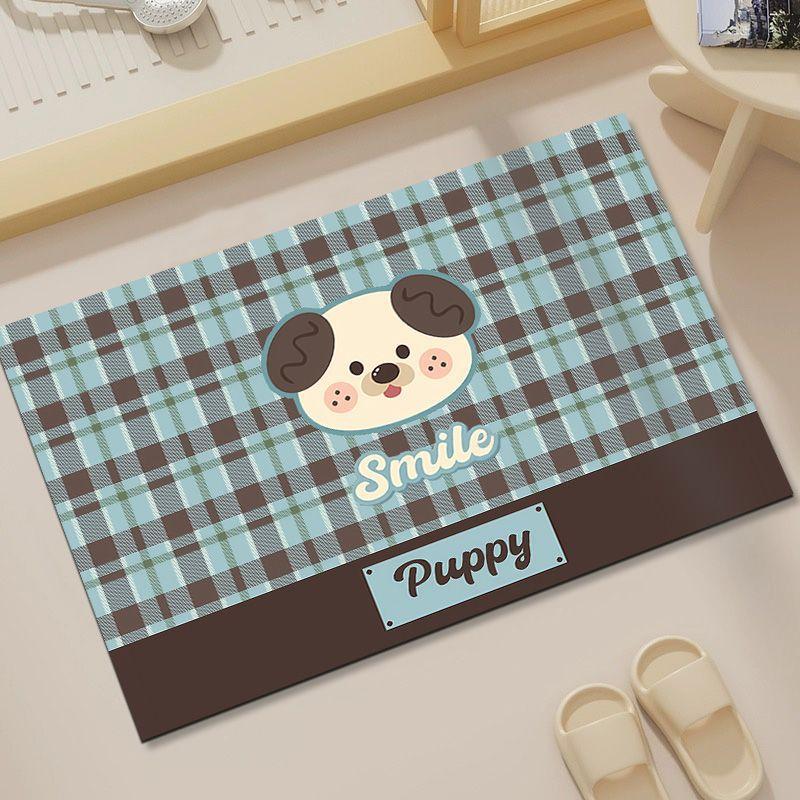 Cute Cartoon Dog Keep Lucky Doormat NonSlip Entry Mat for Bathroom Kitchen Front Door Pet Lover Home Decor Welcome Mat 40x60cm