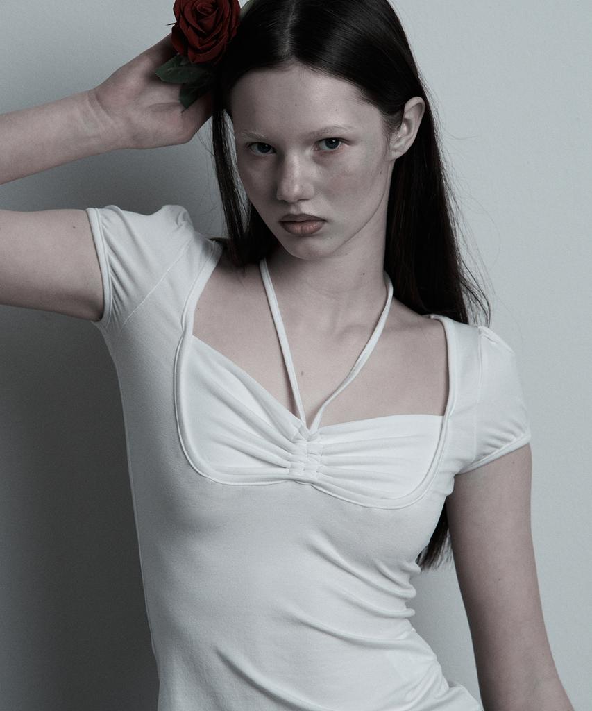 ILLIO White Giselle Gathered Top