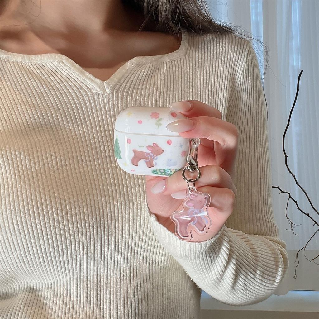 Graffiti Flower Deer Applies AirPods4 Protective Case Apple 2/3 Generation AirPods Pro3 Earphone Cover Female