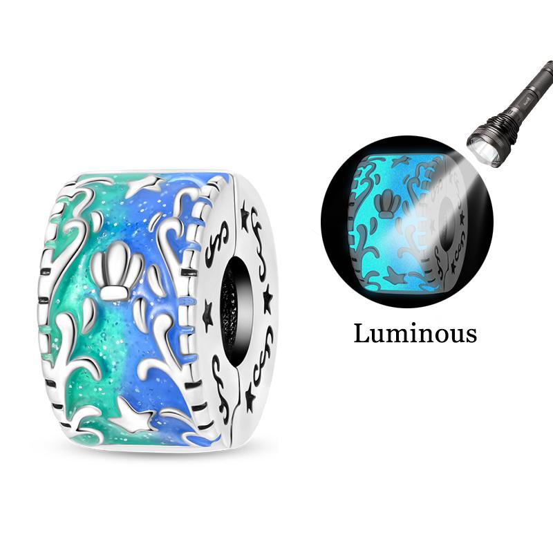 925 Silver Luminous Sea Star Turtle Shell Charms Bead Dangle For Women Fine DIY Birthday Jewelry Gifts