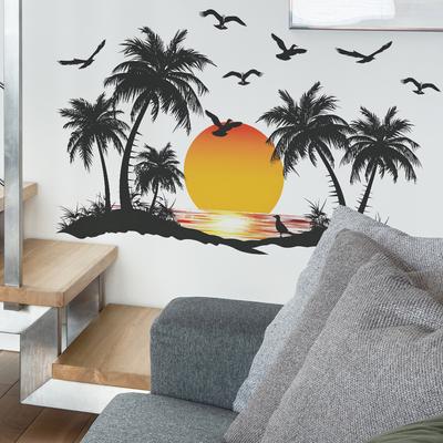 Sonnenuntergang Kokosnuss Möwe Schlafzimmer Wohnzimmer Schlafsaal Wand Verschönerung Wand Aufkleber Selbstklebend