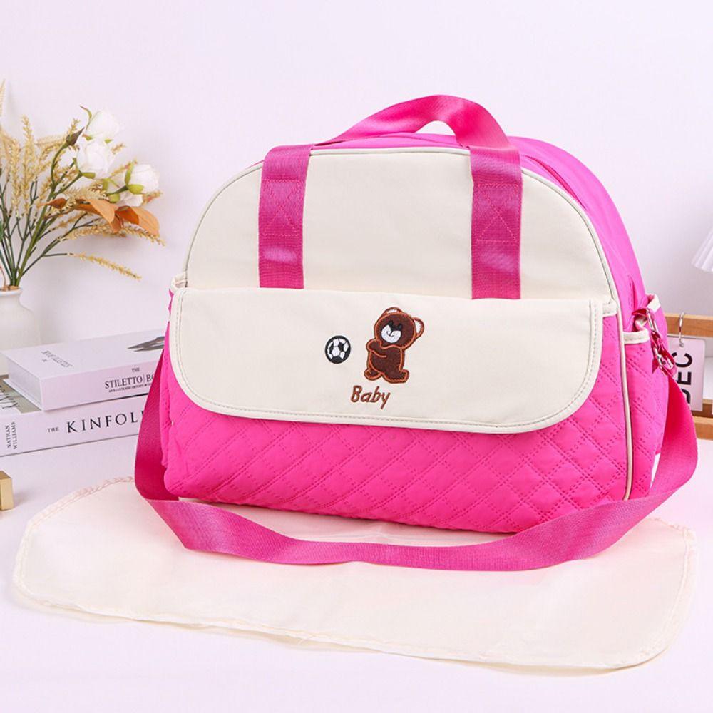 Creative Cartoon Mommy Bag Bear Pattern Portable Diaper Bag Mommy Crossbody Bag  Travel Use