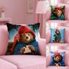 Cute P-Paddington Bear Cushion Cover Plush Fabric Soft Double-Sided Printed Invisible Zipper Sofa Pillow Case Home Decor