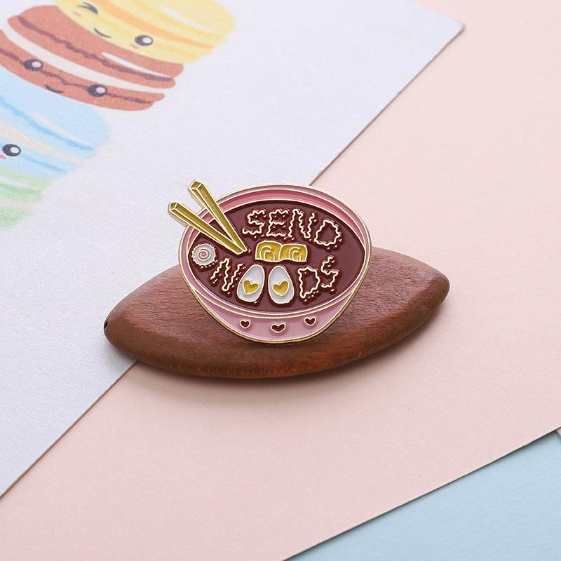 Whimsical Heart Egg Noodles Brooch Adorable Pink Alloy Badge For Style Personal