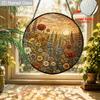 1pc 2D Flat Stained Glass Suncatcher, 6.3/7.87 Inch Mountain Wildflowers Stained Glass Suncatcher for Windows - Vibrant Sun Catchers Indoor Hanging