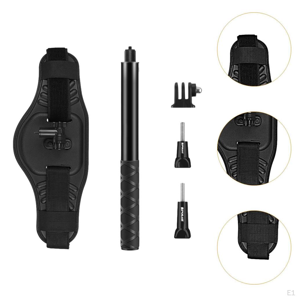 Sports Camera Waist Mount Holder Belt Adjustable Wearable Black Selfie Stick for Climbing Jogging