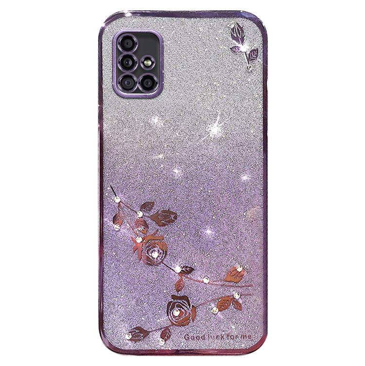 KADEM For Samsung Galaxy A51 5G SM-A516 Soft TPU Phone Case Flower Rhinestone Decor Gradient Glitter Phone Cover